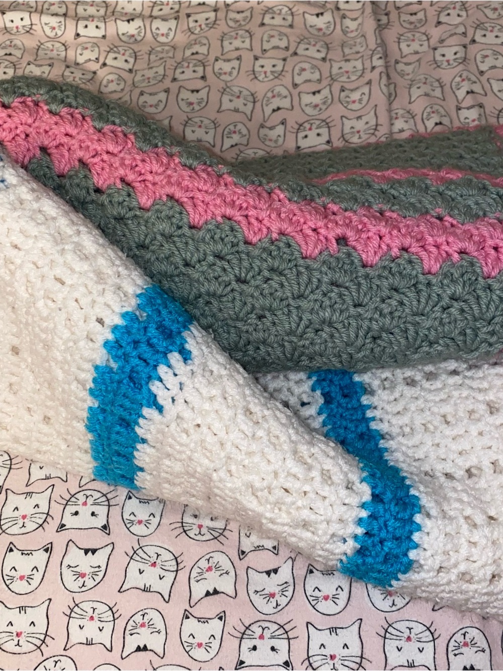 Two knit baby blankets like new